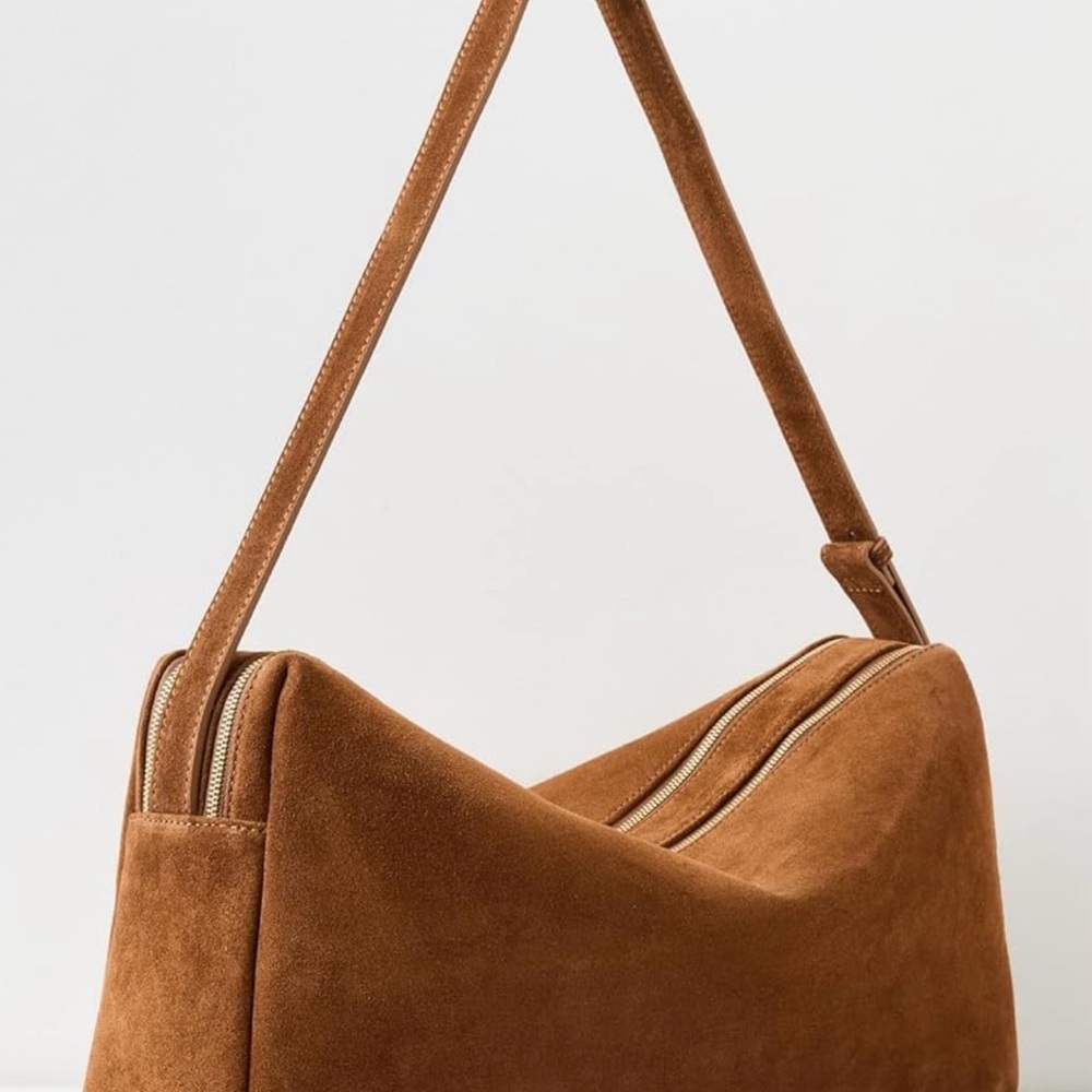Elleme Trousse Cognac Suede Shoulder Bag - Picture 7 of 10